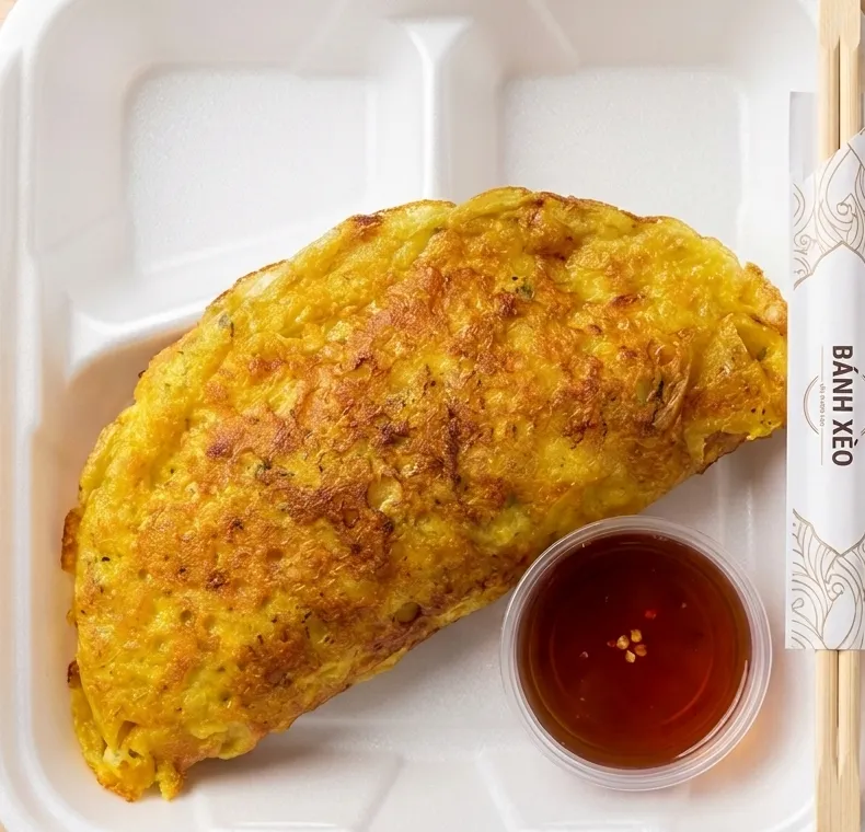 Banh Xeo - Vietnamese sizzling crepe with shrimp at TNK in Calgary